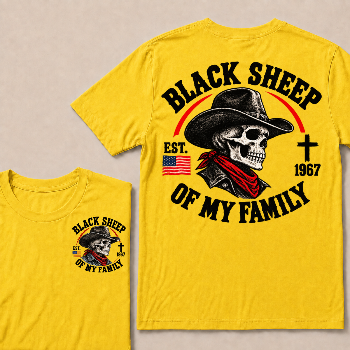 Custom Your Year Black Sheep Of My Family Cow Skull T-shirt