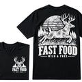 Fast Food Wild & Free Deer Hunting T-Shirt EST.Year Vintage Buck Hunter Forest Graphic Tee
