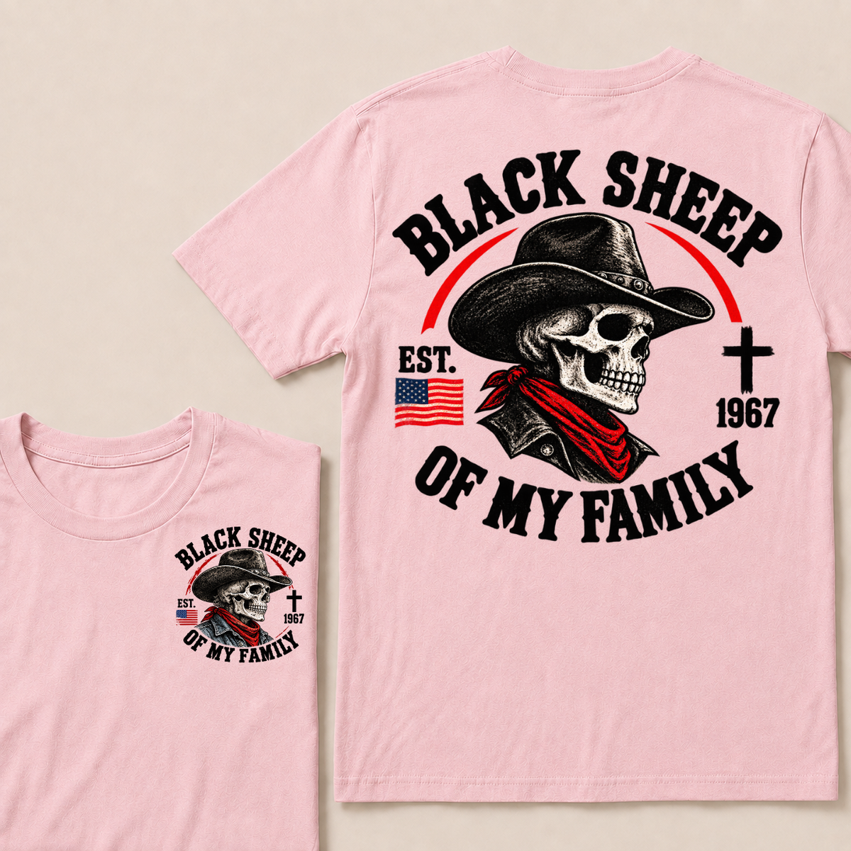 Custom Your Year Black Sheep Of My Family Cow Skull T-shirt
