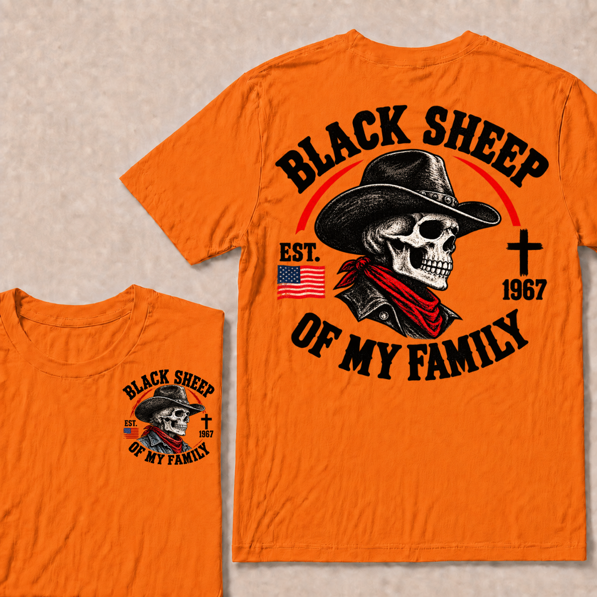 Custom Your Year Black Sheep Of My Family Cow Skull T-shirt
