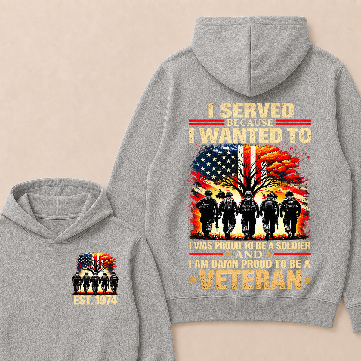 I Served Because I Wanted To I Was Proud To Be A Soldier And I Am Damn Proud To Be A Veteran Est. Year Hoodie