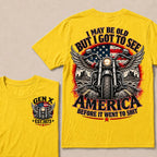 Gen X Est Year Winged Motorcycle T-Shirt | I May Be Old But I Got To See America Before It Went To Shit