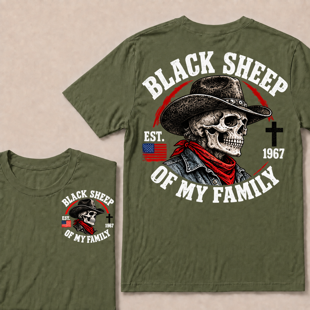 Custom Your Year Black Sheep Of My Family Cow Skull T-shirt