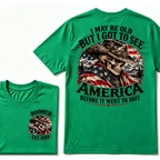 Boomer EST.Year Cowboy Skull American Flag I May Be Old But I Got To See America Vintage Graphic T-Shirt