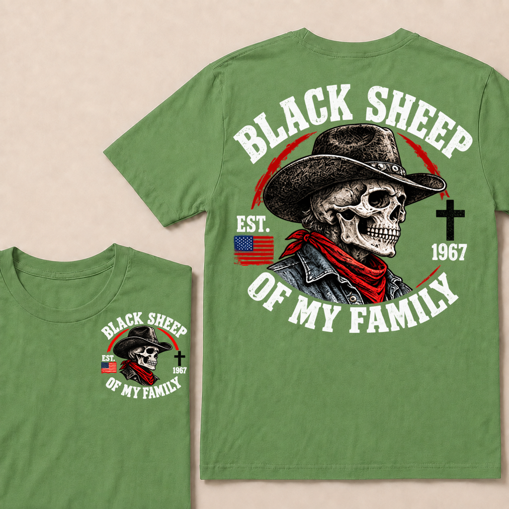 Custom Your Year Black Sheep Of My Family Cow Skull T-shirt
