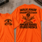Custom Your Year Walk Away I Am A Grumpy Old Man I Have Anger Issues And A Serious Dislike For Stupid People Vintage Skull Retro Graphic T-Shirt