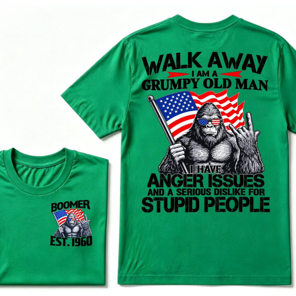 Walk Away I Am A Grumpy Old Man I Have Anger Issues And A Serious Dislike For Stupid People Vintage Cool Fashion Tee