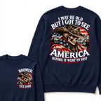 EST.Year Cowboy Skull American Flag I May Be Old But I Got To See America Before It Went To Shit Sweatshirt