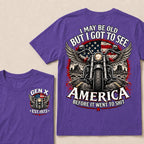 Gen X Est Year Winged Motorcycle T-Shirt | I May Be Old But I Got To See America Before It Went To Shit