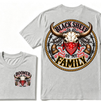 Black Sheep Of My Family EST.Year Vintage Longhorn Skull With Revolvers Western T-Shirt