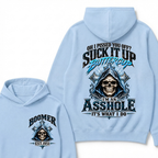 EST.Year Oh I Pissed You Off Suck It Up Buttercup I'm An Asshole It's What I Do Skull Graphic Hoodie, Funny Boomer Sarcastic Hooded Sweatshirt