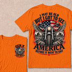 Gen X Est Year Winged Motorcycle T-Shirt | I May Be Old But I Got To See America Before It Went To Shit
