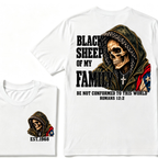 Black Sheep Of My Family Romans 12:2 Bible Verse Skull Hooded EST.Year T-Shirt, Christian Patriotic Tee