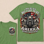 Gen X Est Year Winged Motorcycle T-Shirt | I May Be Old But I Got To See America Before It Went To Shit