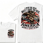 Boomer EST.Year Cowboy Skull American Flag I May Be Old But I Got To See America Vintage Graphic T-Shirt