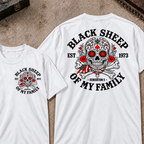 Black Sheep Of My Family Custom EST.Year Gen X Patriotic Sugar Skull Vintage Graphic Tee