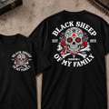 Black Sheep Of My Family Custom EST.Year Gen X Patriotic Sugar Skull Vintage Graphic Tee