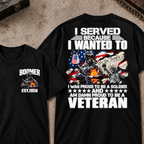 Custom Your Year I Served Because I Wanted To I Was Proud To Be A Soldier And Am Damn Proud To Be A Veteran Graphic Tee