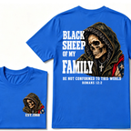 Black Sheep Of My Family Romans 12:2 Bible Verse Skull Hooded EST.Year T-Shirt, Christian Patriotic Tee