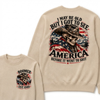 EST.Year Cowboy Skull American Flag I May Be Old But I Got To See America Before It Went To Shit Sweatshirt