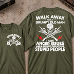 Custom Your Year Walk Away I Am A Grumpy Old Man I Have Anger Issues And A Serious Dislike For Stupid People Vintage Skull Retro Graphic T-Shirt