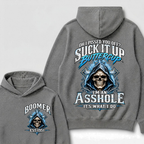 EST.Year Oh I Pissed You Off Suck It Up Buttercup I'm An Asshole It's What I Do Skull Graphic Hoodie, Funny Boomer Sarcastic Hooded Sweatshirt