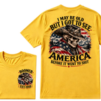 Boomer EST.Year Cowboy Skull American Flag I May Be Old But I Got To See America Vintage Graphic T-Shirt