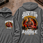 Chainsaw Horror EST.Year Hoodie Oh I Pissed You Off? Suck It Up Buttercup I’m An Asshole It’s What I Do Horror Hoodie
