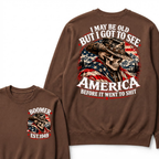 EST.Year Cowboy Skull American Flag I May Be Old But I Got To See America Before It Went To Shit Sweatshirt