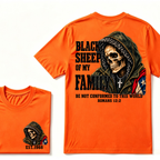 Black Sheep Of My Family Romans 12:2 Bible Verse Skull Hooded EST.Year T-Shirt, Christian Patriotic Tee