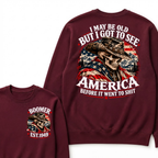 EST.Year Cowboy Skull American Flag I May Be Old But I Got To See America Before It Went To Shit Sweatshirt